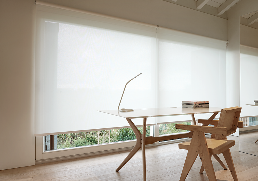 Roller blinds in screen are an optimal choice for an office.