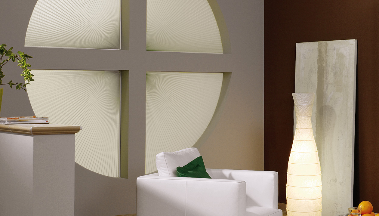 pleated blinds are ideal for circular windows