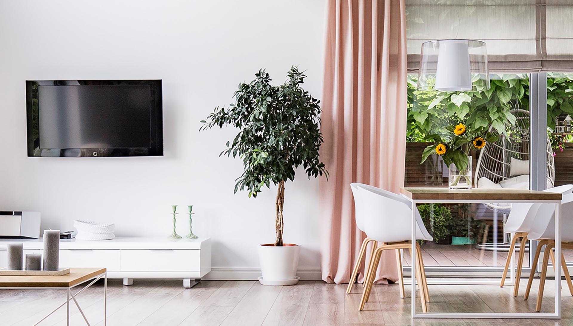 decorative panels in combination with roman blinds